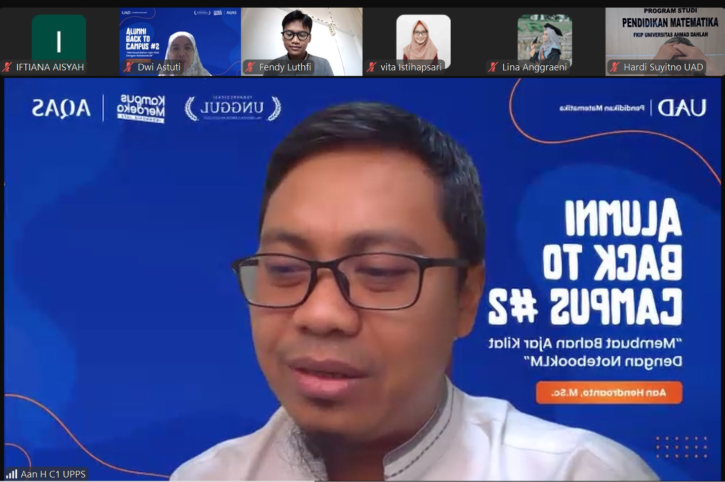 Narasumber dalam kegiatan Back to Campus Pendidikan Matematika UAD