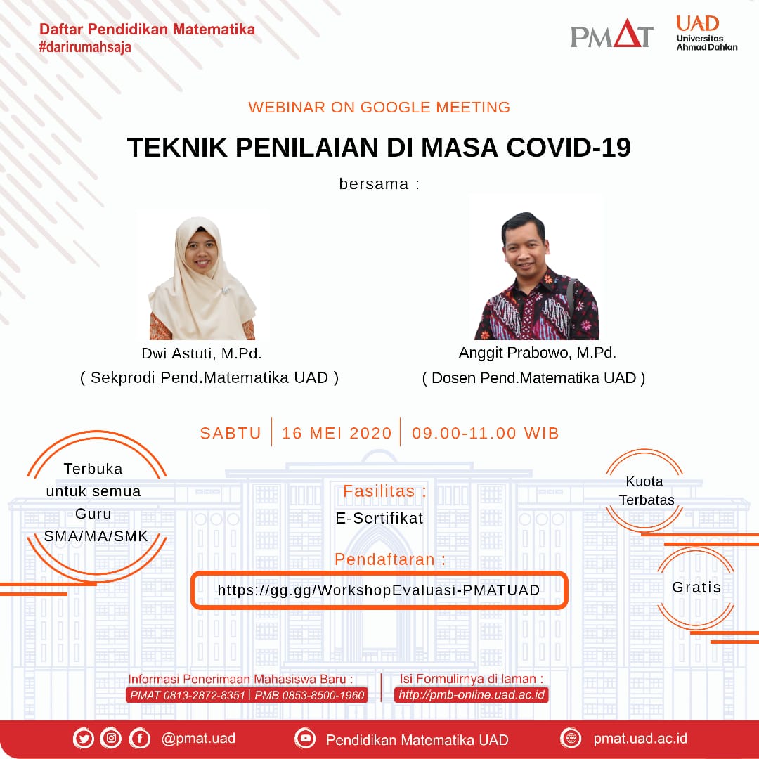 Pendidikan Matematika Uad Selenggarakan Webinar Teknik Penilaian Di Masa Pandemi Covid 19 Pendidikan Matematika